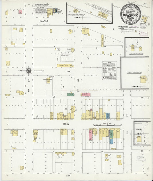 Sanborn Fire Insurance Map from Ringwood, Major County, Oklahoma (1910), Sheet #0001 - Historic Sanborn Fire Insurance Map Print, vintage old map wall art, antique decor, genealogy gift, Oklahoma Oklahoma map