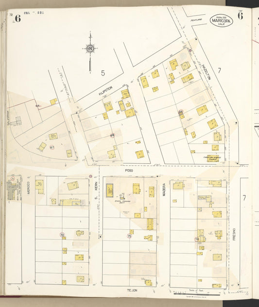 Sanborn Fire Insurance Map from Maricopa, Kern County, California (1942), Sheet #0006 - Historic Sanborn Fire Insurance Map Print, vintage old map wall art, antique decor, genealogy gift, California California map