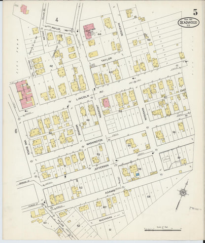 Sanborn Fire Insurance Map from Deadwood, Lawrence County, South Dakota (1915), Sheet #0005 - Complete Map Set gallery image, historic Sanborn map, vintage wall art, South Dakota South Dakota