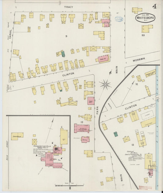 Sanborn Fire Insurance Map from Whitesboro, Oneida County, New York (1894), Sheet #0004 - Historic Sanborn Fire Insurance Map Print, vintage old map wall art, antique decor, genealogy gift, New York New York map