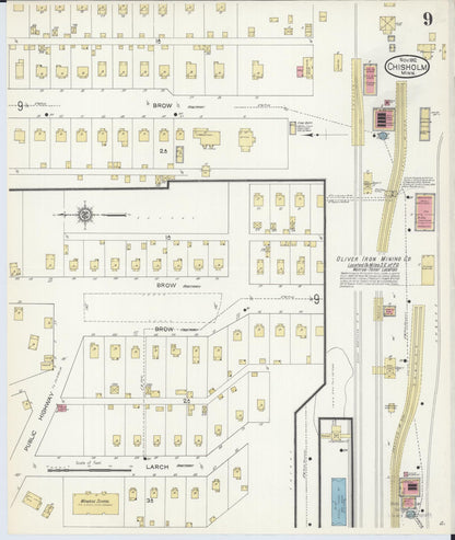 Sanborn Fire Insurance Map from Chisholm, Saint Louis County, Minnesota (1912), Sheet #0009 - Complete Map Set gallery image, historic Sanborn map, vintage wall art, Minnesota Minnesota
