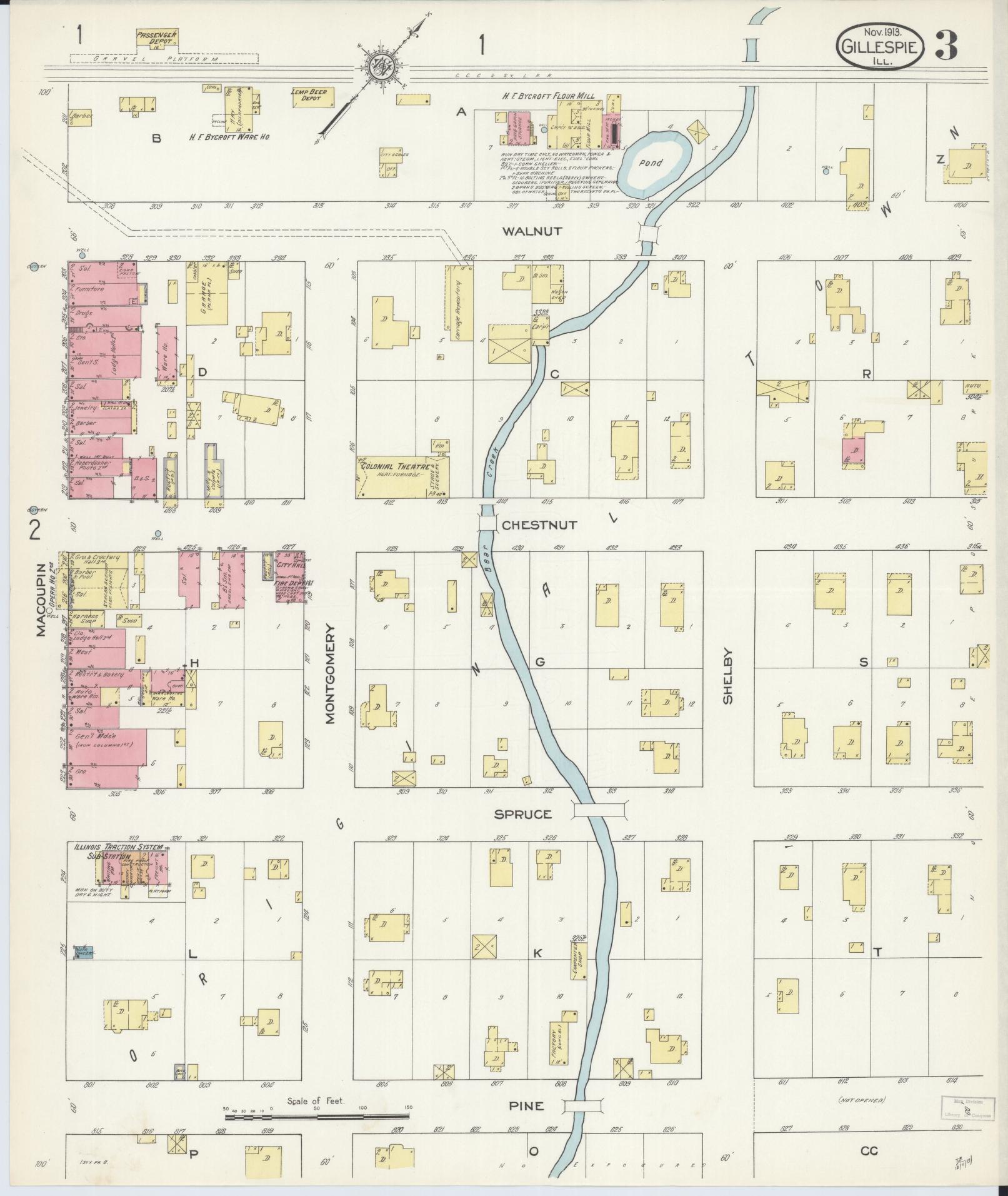 Sanborn Fire Insurance Map from Gillespie, Macoupin County, Illinois (1913), Sheet #0003 - Complete Map Set gallery image, historic Sanborn map, vintage wall art, Illinois Illinois