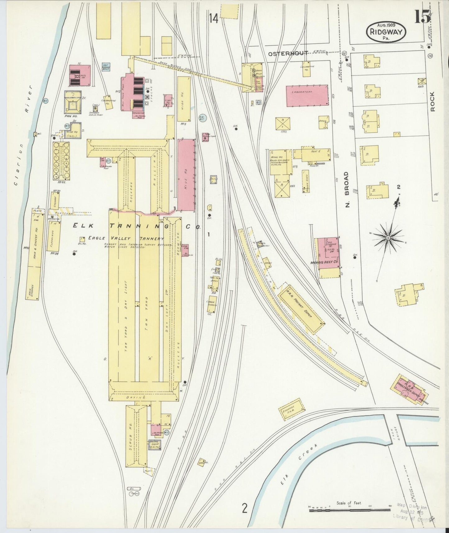 Sanborn Fire Insurance Map from Ridgway, Elk County, Pennsylvania (1909), Sheet #0015 - Complete Map Set gallery image, historic Sanborn map, vintage wall art, Pennsylvania Pennsylvania