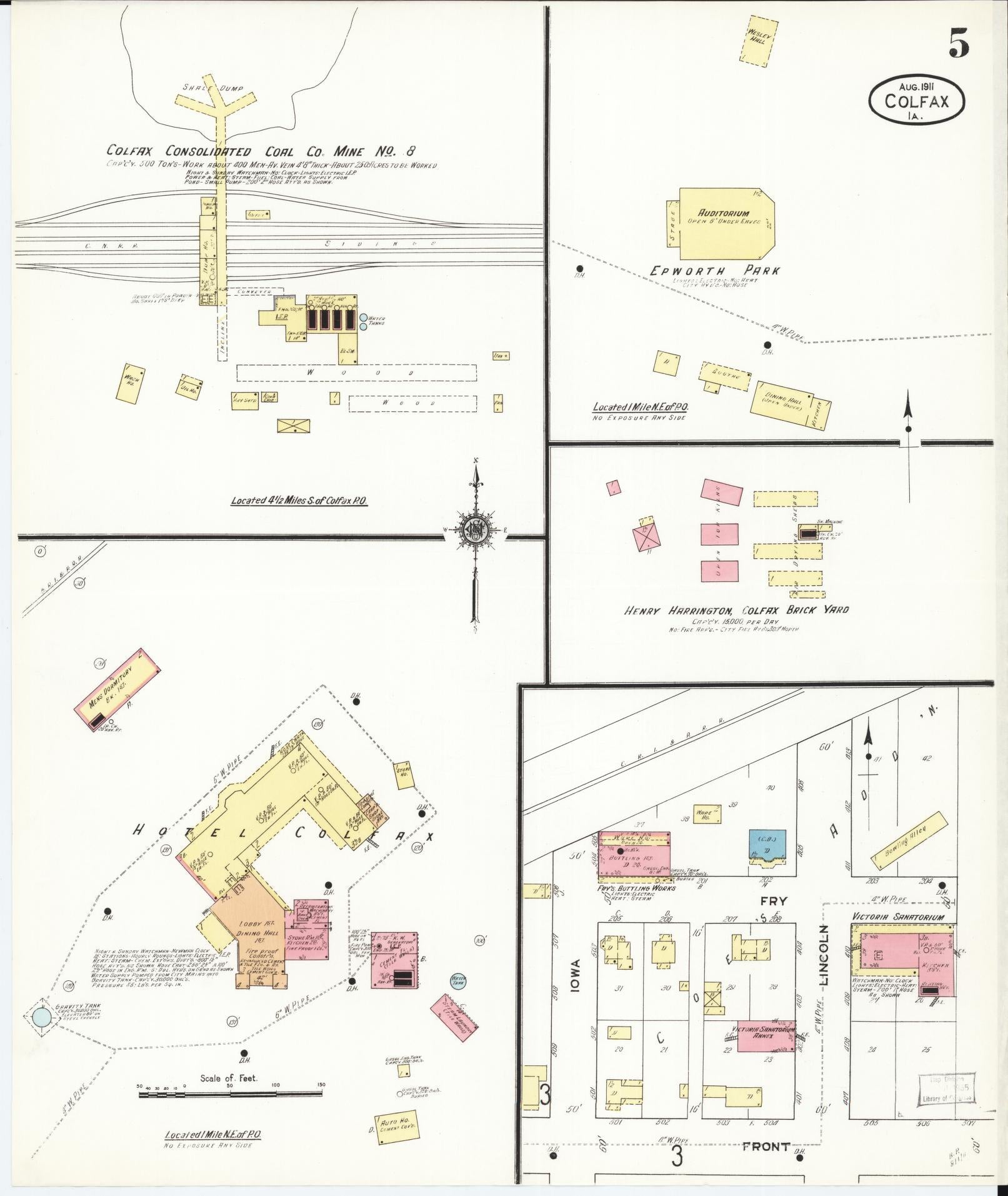 Sanborn Fire Insurance Map from Colfax, Jasper County, Iowa (1911), Sheet #0005 - Historic Sanborn Fire Insurance Map Print, vintage old map wall art