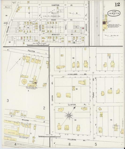 Sanborn Fire Insurance Map from Jamaica, Queens County, New York (1897), Sheet #0012 - Historic Sanborn Fire Insurance Map Print, vintage old map wall art, antique decor, genealogy gift, New York New York map