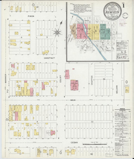 Sanborn Fire Insurance Map from Buena Vista, Chaffee County, Colorado (1902), Sheet #0001 - Historic Sanborn Fire Insurance Map Print, vintage old map wall art, antique decor, genealogy gift, Colorado Colorado map