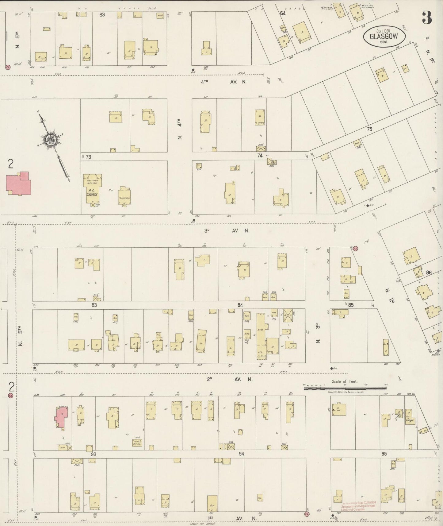 Sanborn Fire Insurance Map from Glasgow, Valley County, Montana (1920), Sheet #0003 - Historic Sanborn Fire Insurance Map Print, vintage old map wall art, antique decor, genealogy gift, Montana Montana map