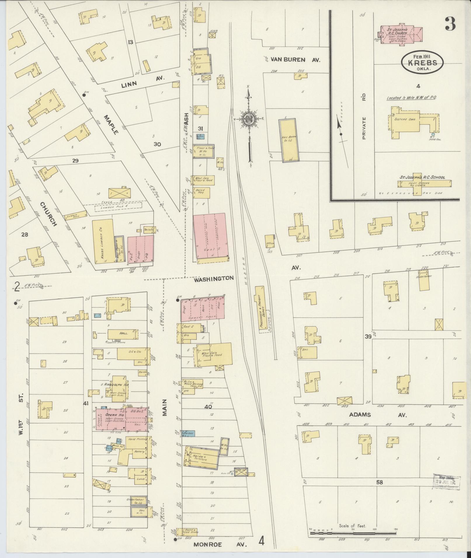 Sanborn Fire Insurance Map from Krebs, Pittsburg County, Oklahoma (1911), Sheet #0003 - Complete Map Set gallery image, historic Sanborn map, vintage wall art, Oklahoma Oklahoma