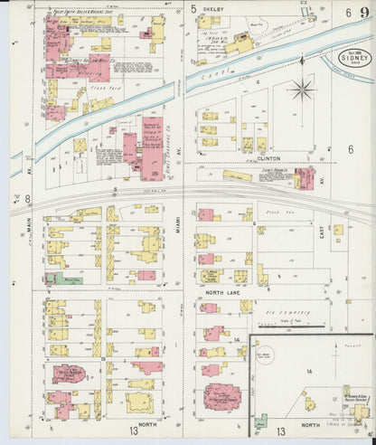 Sanborn Fire Insurance Map from Sidney, Shelby County, Ohio (1898), Sheet #0009 - Historic Sanborn Fire Insurance Map Print, vintage old map wall art, antique decor, genealogy gift, Ohio Ohio map