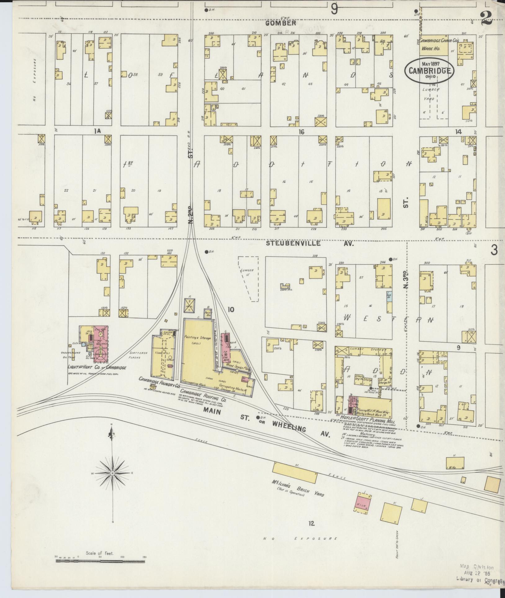 Sanborn Fire Insurance Map from Cambridge, Guernsey County, Ohio (1897), Sheet #0002 - Historic Sanborn Fire Insurance Map Print, vintage old map wall art, antique decor, genealogy gift, Ohio Ohio map