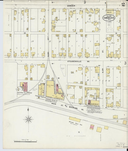 Sanborn Fire Insurance Map from Cambridge, Guernsey County, Ohio (1897), Sheet #0002 - Historic Sanborn Fire Insurance Map Print, vintage old map wall art, antique decor, genealogy gift, Ohio Ohio map