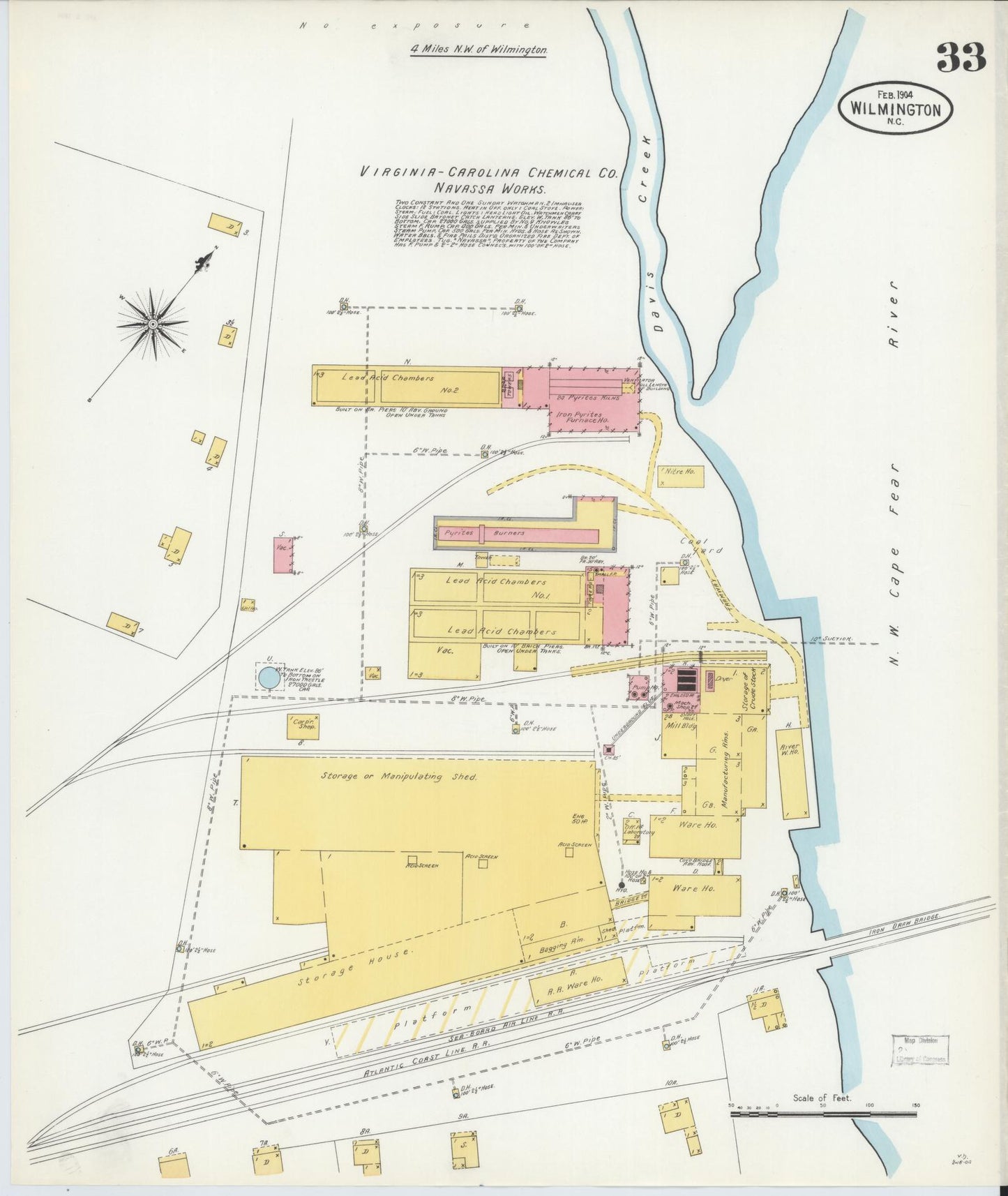 Sanborn Fire Insurance Map from Wilmington, New Hanover County, North Carolina (1904), Sheet #0033 - Complete Map Set gallery image, historic Sanborn map, vintage wall art, North Carolina North Carolina