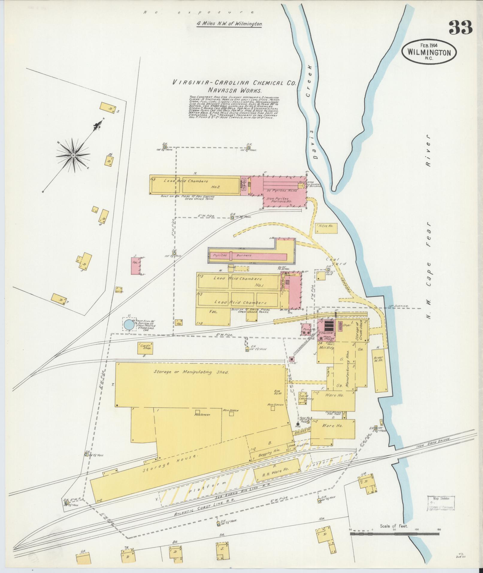 Sanborn Fire Insurance Map from Wilmington, New Hanover County, North Carolina (1904), Sheet #0033 - Complete Map Set gallery image, historic Sanborn map, vintage wall art, North Carolina North Carolina