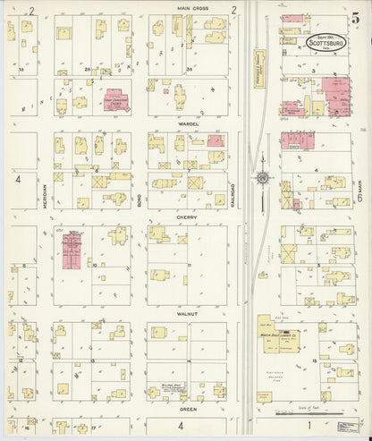 Sanborn Fire Insurance Map from Scottsburg, Scott County, Indiana (1911), Sheet #0005 - Complete Map Set gallery image, historic Sanborn map, vintage wall art, Indiana Indiana