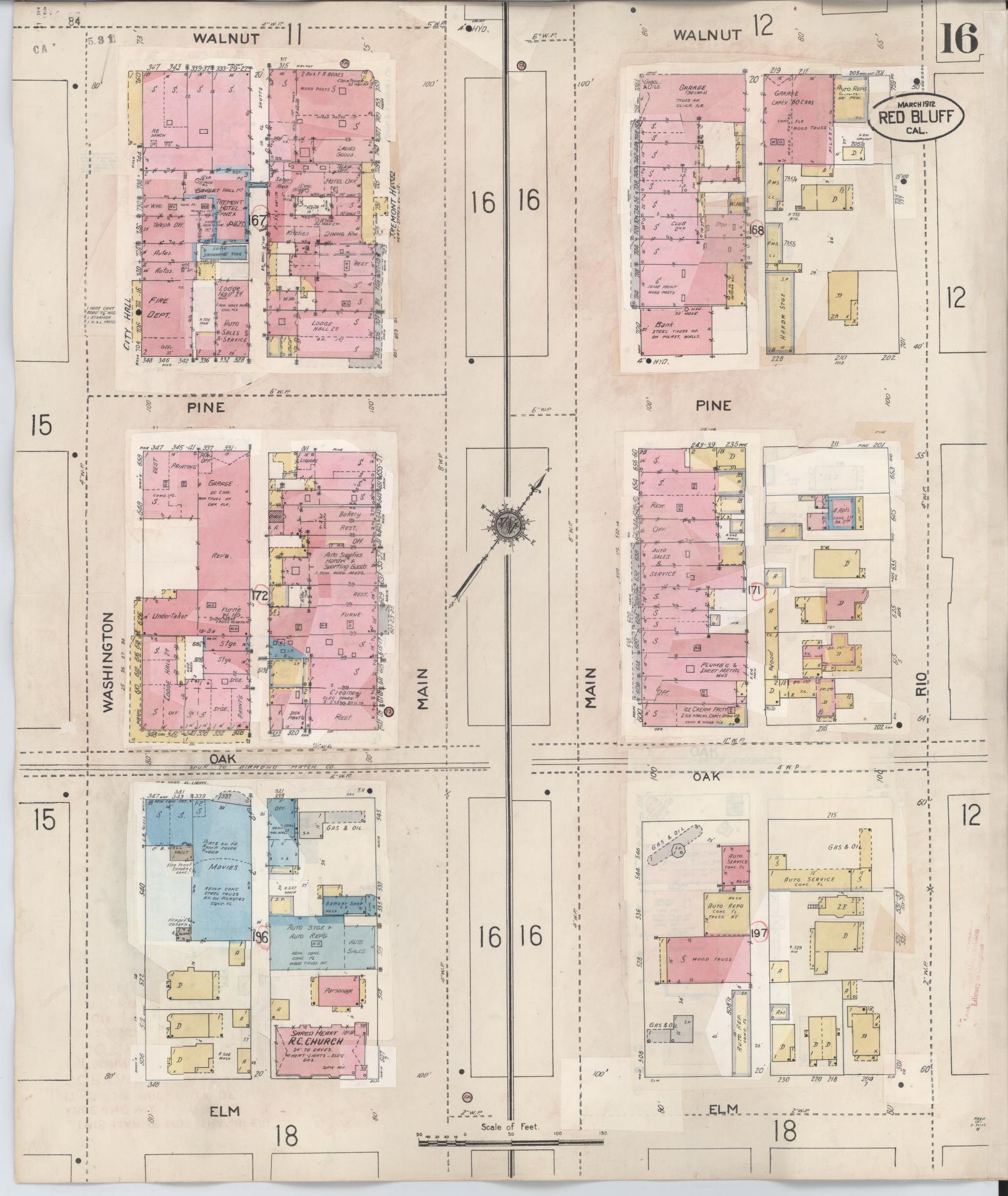 Sanborn Fire Insurance Map from Red Bluff, Tehama County, California (1949), Sheet #0016 - Complete Map Set gallery image, historic Sanborn map, vintage wall art, California California