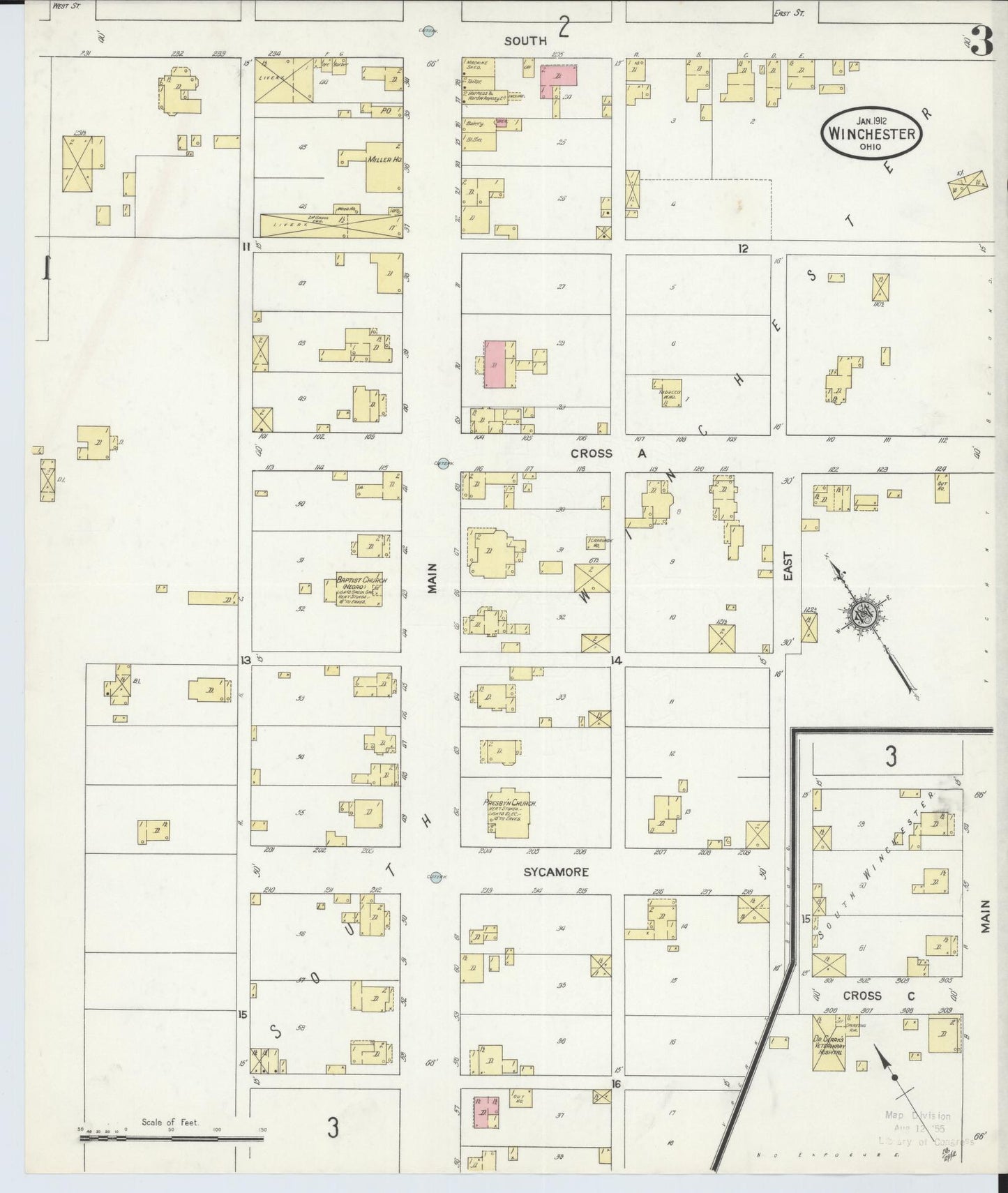 Sanborn Fire Insurance Map from Winchester, Adams County, Ohio (1912), Sheet #0003 - Historic Sanborn Fire Insurance Map Print, vintage old map wall art, antique decor, genealogy gift, Ohio Ohio map