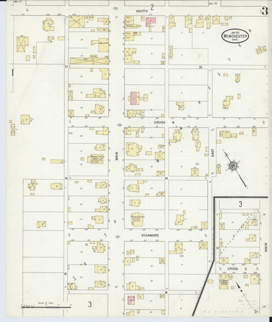 Sanborn Fire Insurance Map from Winchester, Adams County, Ohio (1912), Sheet #0003 - Historic Sanborn Fire Insurance Map Print, vintage old map wall art, antique decor, genealogy gift, Ohio Ohio map