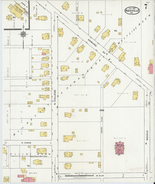 Sanborn Fire Insurance Map from Rockville, Parke County, Indiana (1921), Sheet #0007 - Historic Sanborn Fire Insurance Map Print, vintage old map wall art, antique decor, genealogy gift, Indiana Indiana map