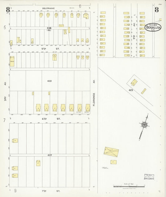 Sanborn Fire Insurance Map from Bogalusa, Washington Parish, Louisiana (1925), Sheet #0008 - Historic Sanborn Fire Insurance Map Print, vintage old map wall art, antique decor, genealogy gift, Louisiana Louisiana map