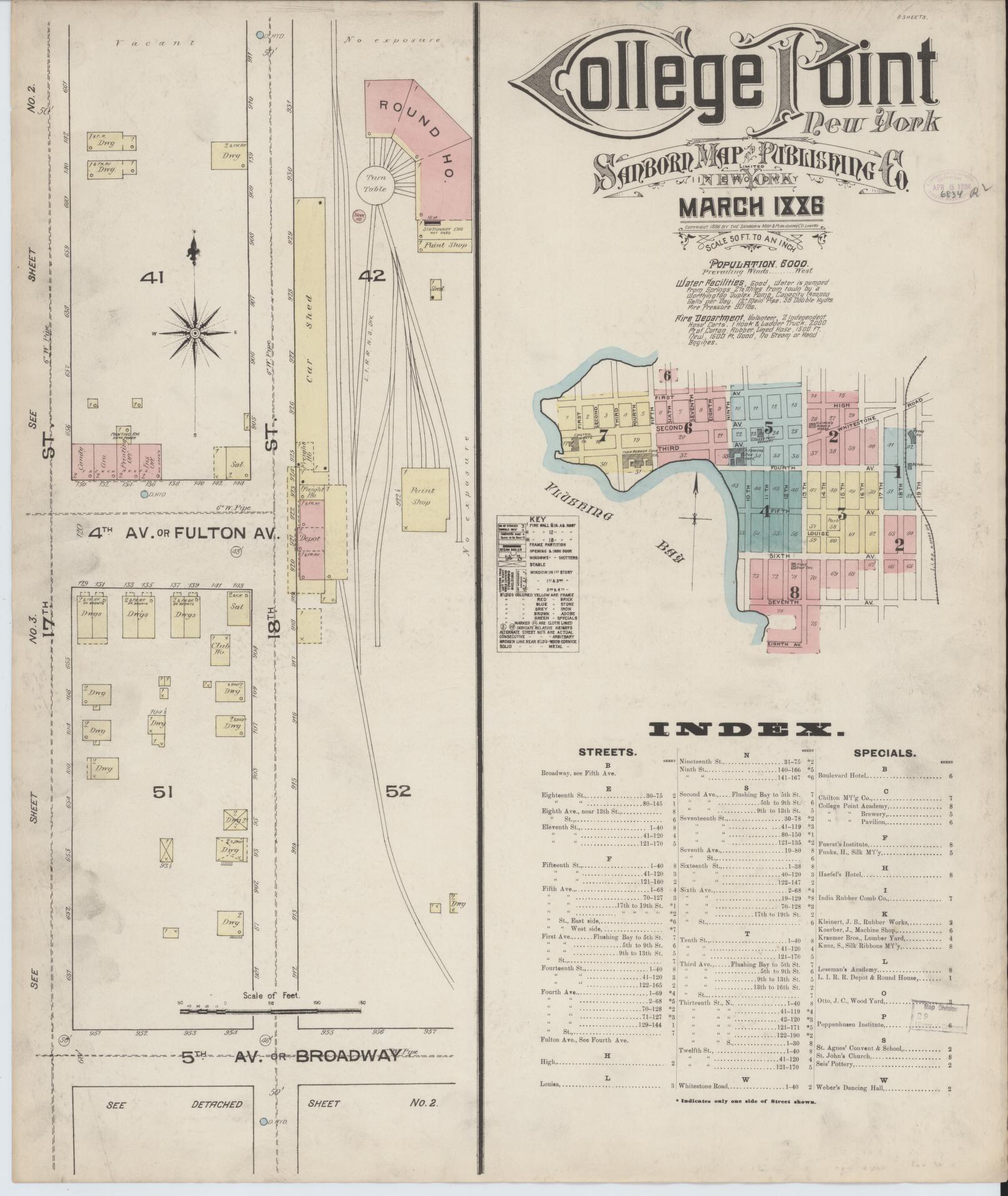 Sanborn Fire Insurance Map from College Point, Queens County, New York. (1886) – Historic Sanborn Fire Insurance Map Print