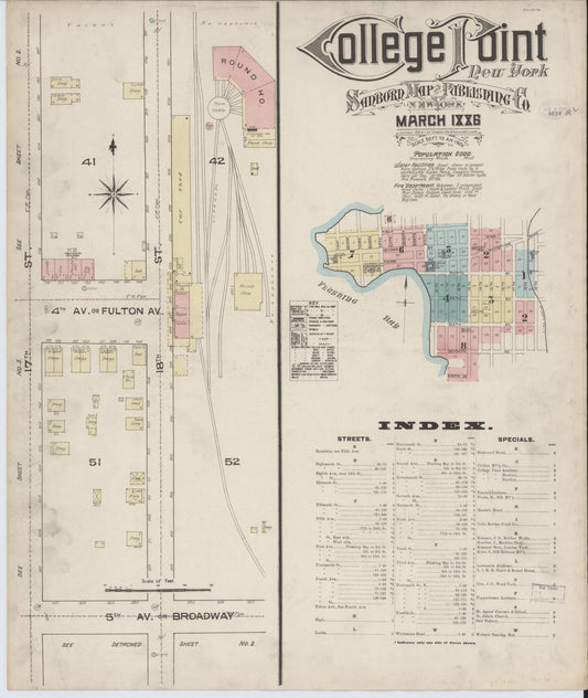 Sanborn Fire Insurance Map from College Point, Queens County, New York. (1886) – Historic Sanborn Fire Insurance Map Print