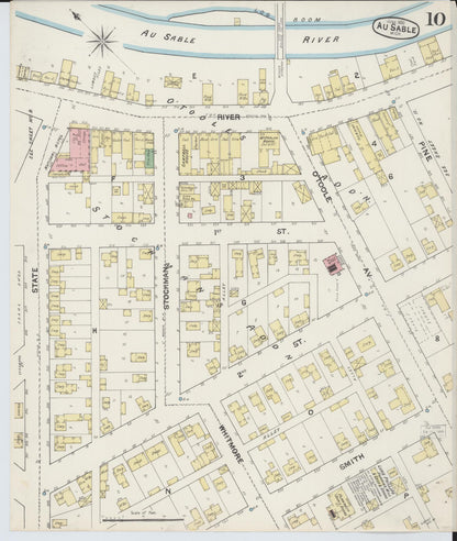 Sanborn Fire Insurance Map from Oscoda, Iosco County, Michigan (1890), Sheet #0010 - Historic Sanborn Fire Insurance Map Print, vintage old map wall art, antique decor, genealogy gift, Michigan Michigan map