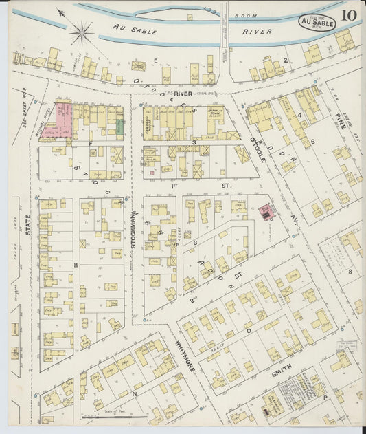 Sanborn Fire Insurance Map from Oscoda, Iosco County, Michigan (1890), Sheet #0010 - Historic Sanborn Fire Insurance Map Print, vintage old map wall art, antique decor, genealogy gift, Michigan Michigan map