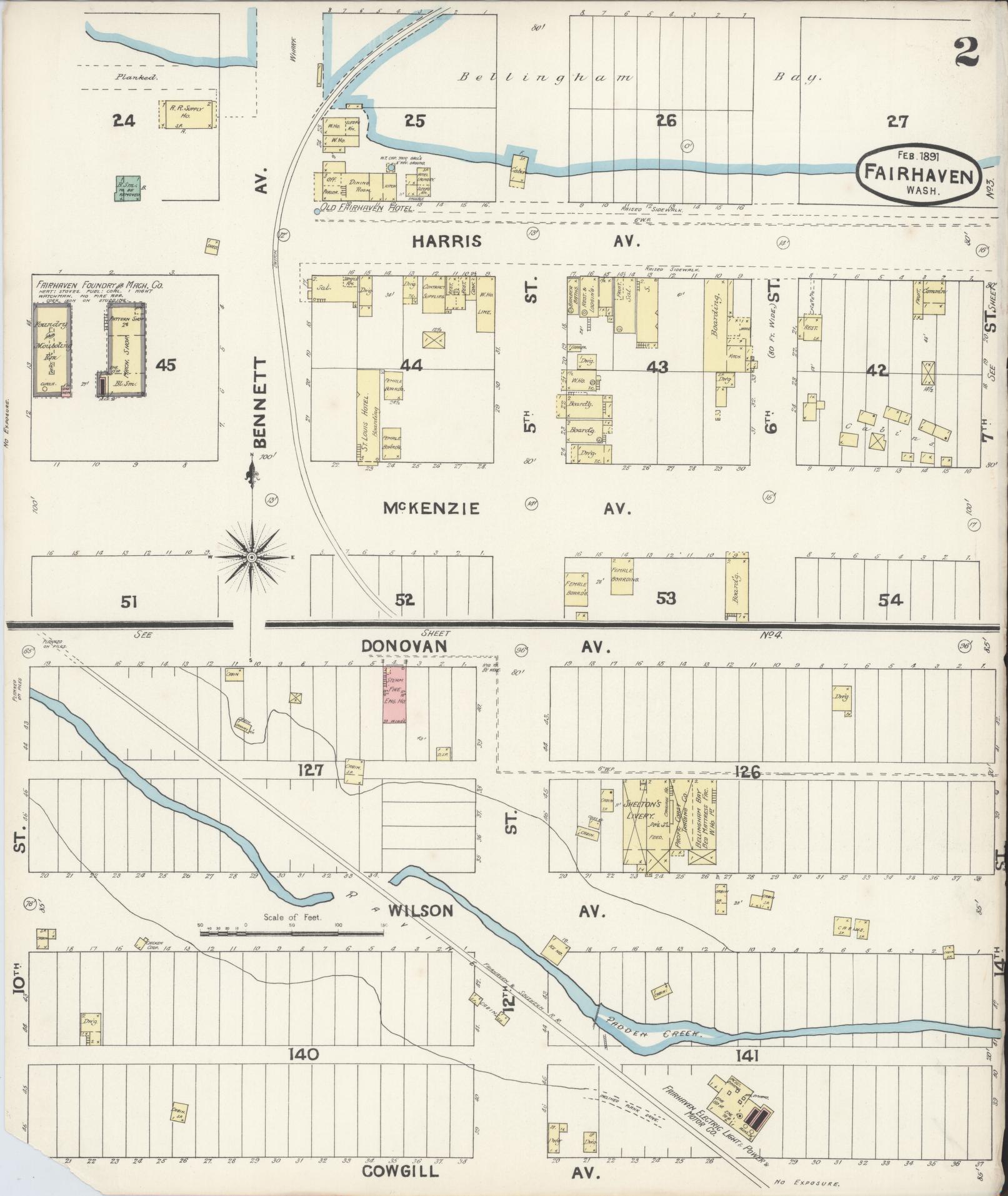 Sanborn Fire Insurance Map from Fairhaven [see also Bellingham and Sehome], Whatcom County, Washington (1891), Sheet #0002 - Complete Map Set gallery image, historic Sanborn map, vintage wall art, Washington Washington