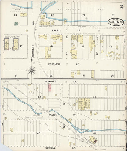 Sanborn Fire Insurance Map from Fairhaven [see also Bellingham and Sehome], Whatcom County, Washington (1891), Sheet #0002 - Complete Map Set gallery image, historic Sanborn map, vintage wall art, Washington Washington