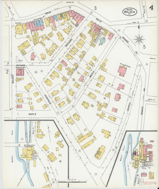 Sanborn Fire Insurance Map from Walden, Orange County, New York (1900), Sheet #0004 - Historic Sanborn Fire Insurance Map Print, vintage old map wall art, antique decor, genealogy gift, New York New York map
