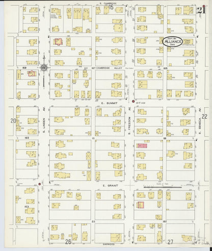 Sanborn Fire Insurance Map from Alliance, Stark County, Ohio (1911), Sheet #0021 - Complete Map Set gallery image, historic Sanborn map, vintage wall art, Ohio Ohio