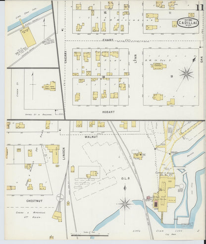 Sanborn Fire Insurance Map from Cadillac, Wexford County, Michigan (1895), Sheet #0011 - Complete Map Set gallery image, historic Sanborn map, vintage wall art, Michigan Michigan