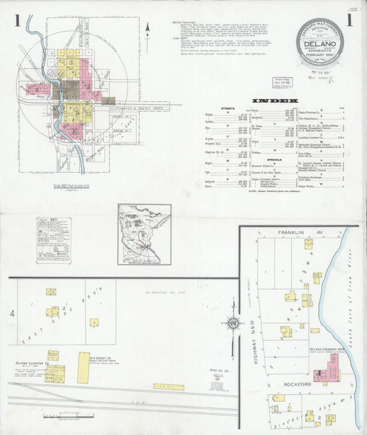 Sanborn Fire Insurance Map from Delano, Wright County, Minnesota (1930), Sheet #0001 - Historic Sanborn Fire Insurance Map Print, vintage old map wall art, antique decor, genealogy gift, Minnesota Minnesota map