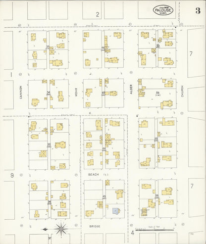 Sanborn Fire Insurance Map from Palouse City, Whitman County, Washington (1908), Sheet #0003 - Complete Map Set gallery image, historic Sanborn map, vintage wall art, Washington Washington