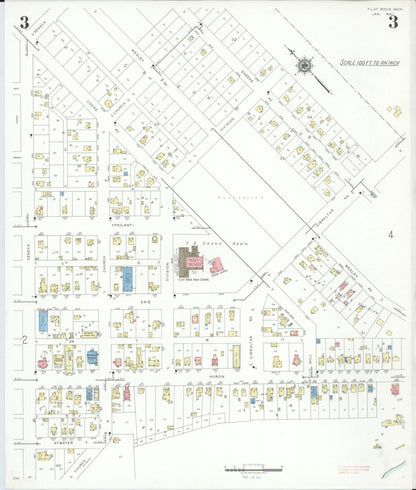 Sanborn Fire Insurance Map from Flat Rock, Wayne County, Michigan (1941), Sheet #0003 - Historic Sanborn Fire Insurance Map Print, vintage old map wall art, antique decor, genealogy gift, Michigan Michigan map