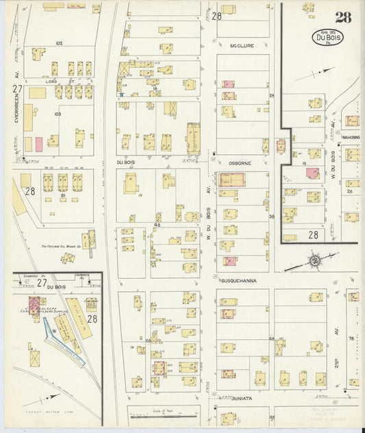 Sanborn Fire Insurance Map from Du Bois, Clearfield County, Pennsylvania (1913), Sheet #0028 - Historic Sanborn Fire Insurance Map Print, vintage old map wall art, antique decor, genealogy gift, Pennsylvania Pennsylvania map