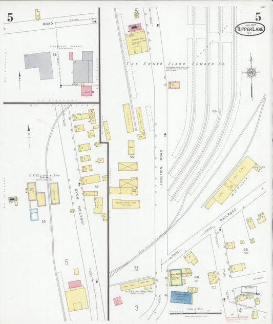 Sanborn Fire Insurance Map from Tupper Lake, Franklin County, New York (1927), Sheet #0005 - Historic Sanborn Fire Insurance Map Print, vintage old map wall art, antique decor, genealogy gift, New York New York map