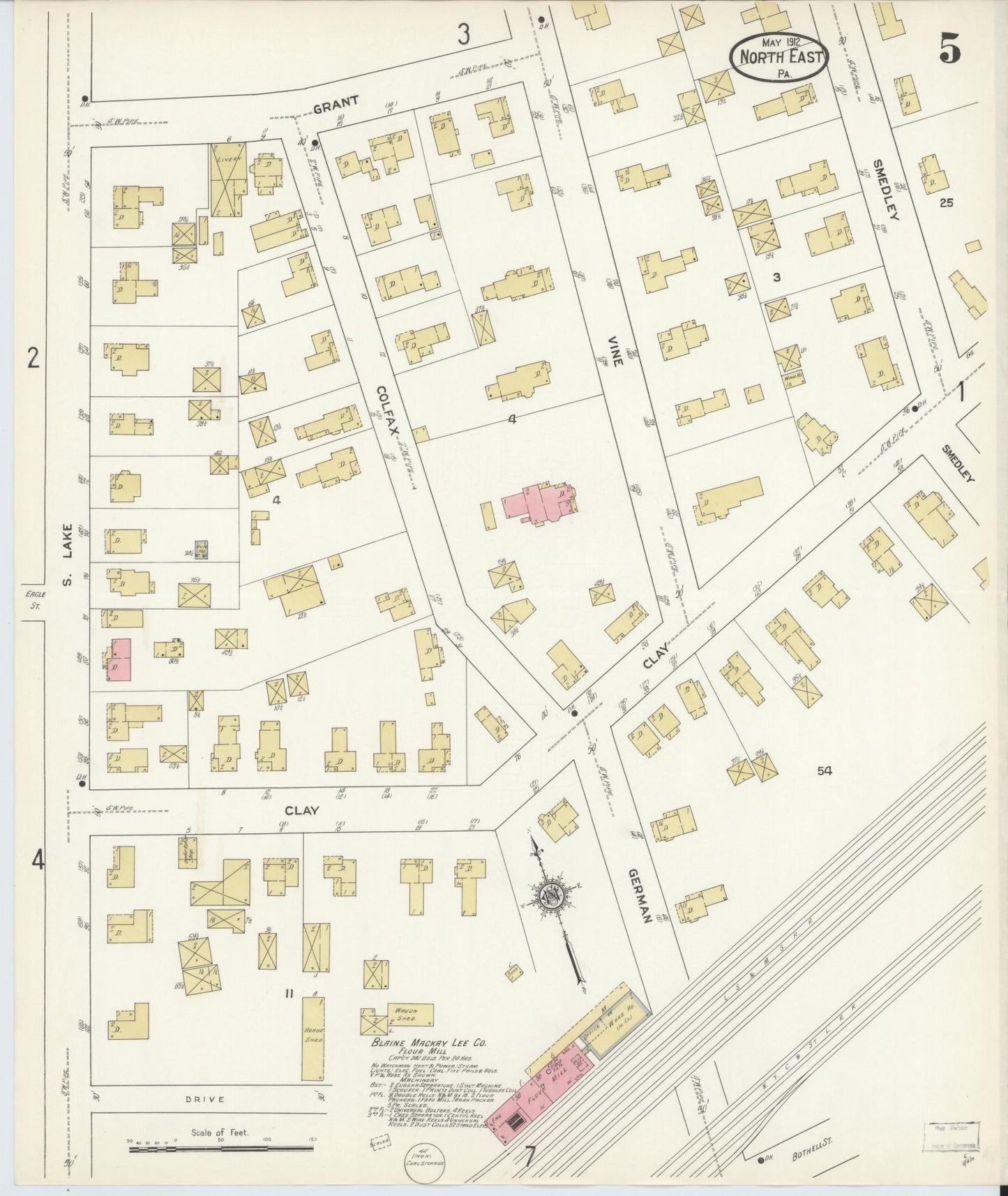 Sanborn Fire Insurance Map from North East, Erie County, Pennsylvania (1912), Sheet #0005 - Complete Map Set gallery image, historic Sanborn map, vintage wall art, Pennsylvania Pennsylvania