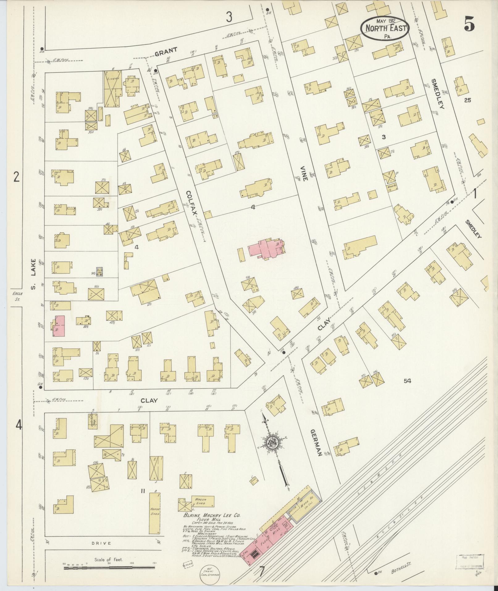 Sanborn Fire Insurance Map from North East, Erie County, Pennsylvania (1912), Sheet #0005 - Complete Map Set gallery image, historic Sanborn map, vintage wall art, Pennsylvania Pennsylvania