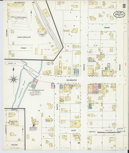 Sanborn Fire Insurance Map from Argyle, Lafayette County, Wisconsin (1908), Sheet #0002 - Historic Sanborn Fire Insurance Map Print, vintage old map wall art, antique decor, genealogy gift, Wisconsin Wisconsin map