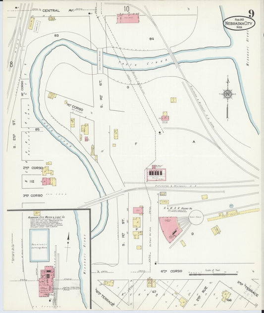 Sanborn Fire Insurance Map from Nebraska City, Otoe County, Nebraska (1913), Sheet #0009 - Historic Sanborn Fire Insurance Map Print, vintage old map wall art, antique decor, genealogy gift, Nebraska Nebraska map