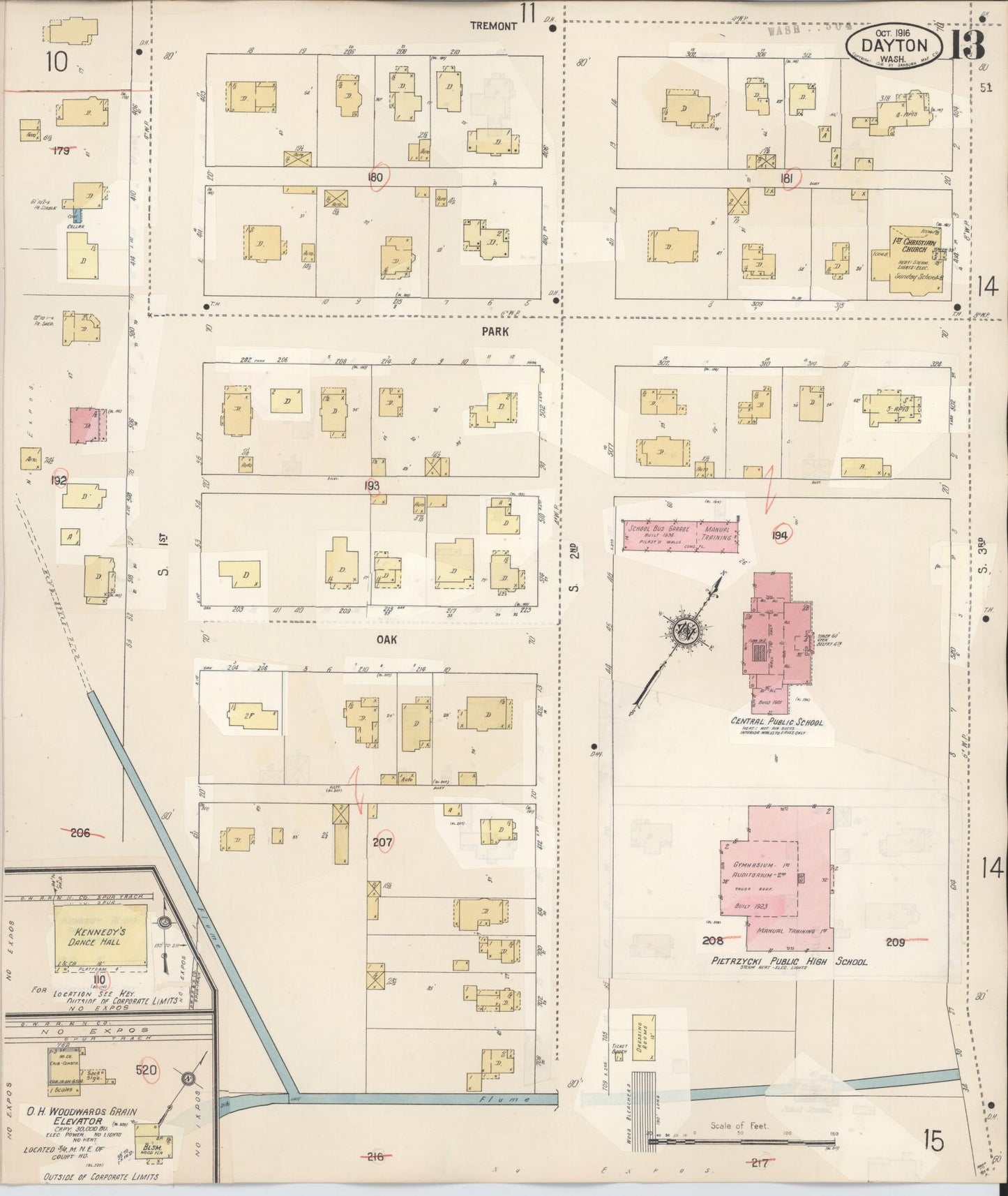 Sanborn Fire Insurance Map from Dayton, Columbia County, Washington (1943), Sheet #0013 - Complete Map Set gallery image, historic Sanborn map, vintage wall art, Washington Washington