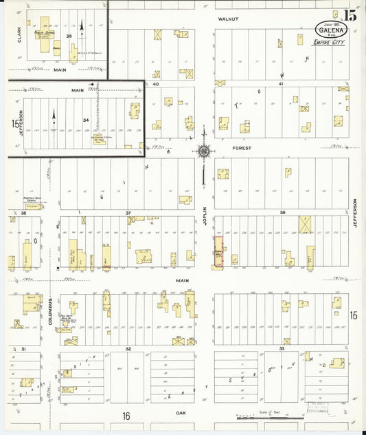 Sanborn Fire Insurance Map from Galena, Cherokee County, Kansas (1911), Sheet #0015 - Historic Sanborn Fire Insurance Map Print, vintage old map wall art, antique decor, genealogy gift, Kansas Kansas map