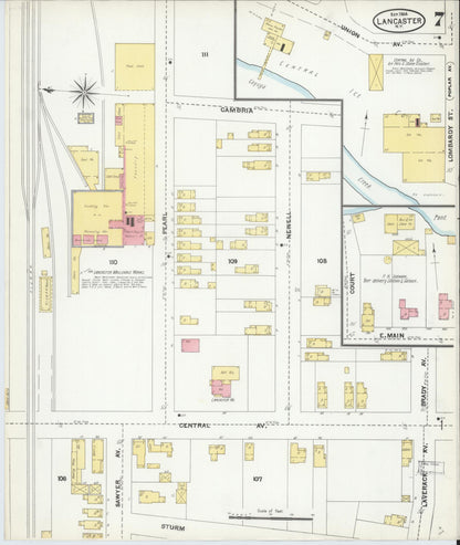 Sanborn Fire Insurance Map from Lancaster, Erie County, New York (1904), Sheet #0007 - Complete Map Set gallery image, historic Sanborn map, vintage wall art, New York New York
