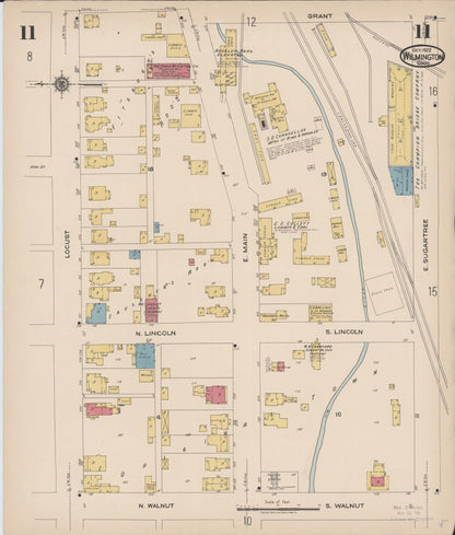 Sanborn Fire Insurance Map from Wilmington, Clinton County, Ohio (1922), Sheet #0011 - Historic Sanborn Fire Insurance Map Print, vintage old map wall art, antique decor, genealogy gift, Ohio Ohio map