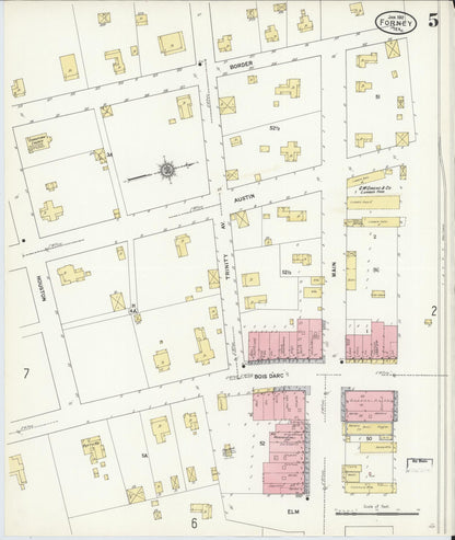 Sanborn Fire Insurance Map from Forney, Kaufman County, Texas (1912), Sheet #0005 - Complete Map Set gallery image, historic Sanborn map, vintage wall art, Texas Texas