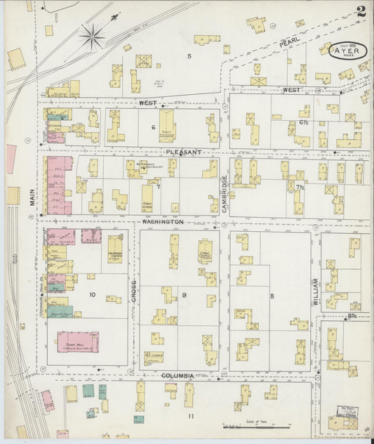 Sanborn Fire Insurance Map from Ayer, Middlesex County, Massachusetts (1892), Sheet #0002 - Historic Sanborn Fire Insurance Map Print, vintage old map wall art, antique decor, genealogy gift, Massachusetts Massachusetts map