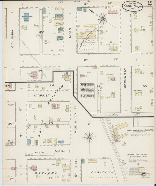 Sanborn Fire Insurance Map from Council Grove, Morris County, Kansas (1885), Sheet #0002 - Historic Sanborn Fire Insurance Map Print, vintage old map wall art, antique decor, genealogy gift, Kansas Kansas map