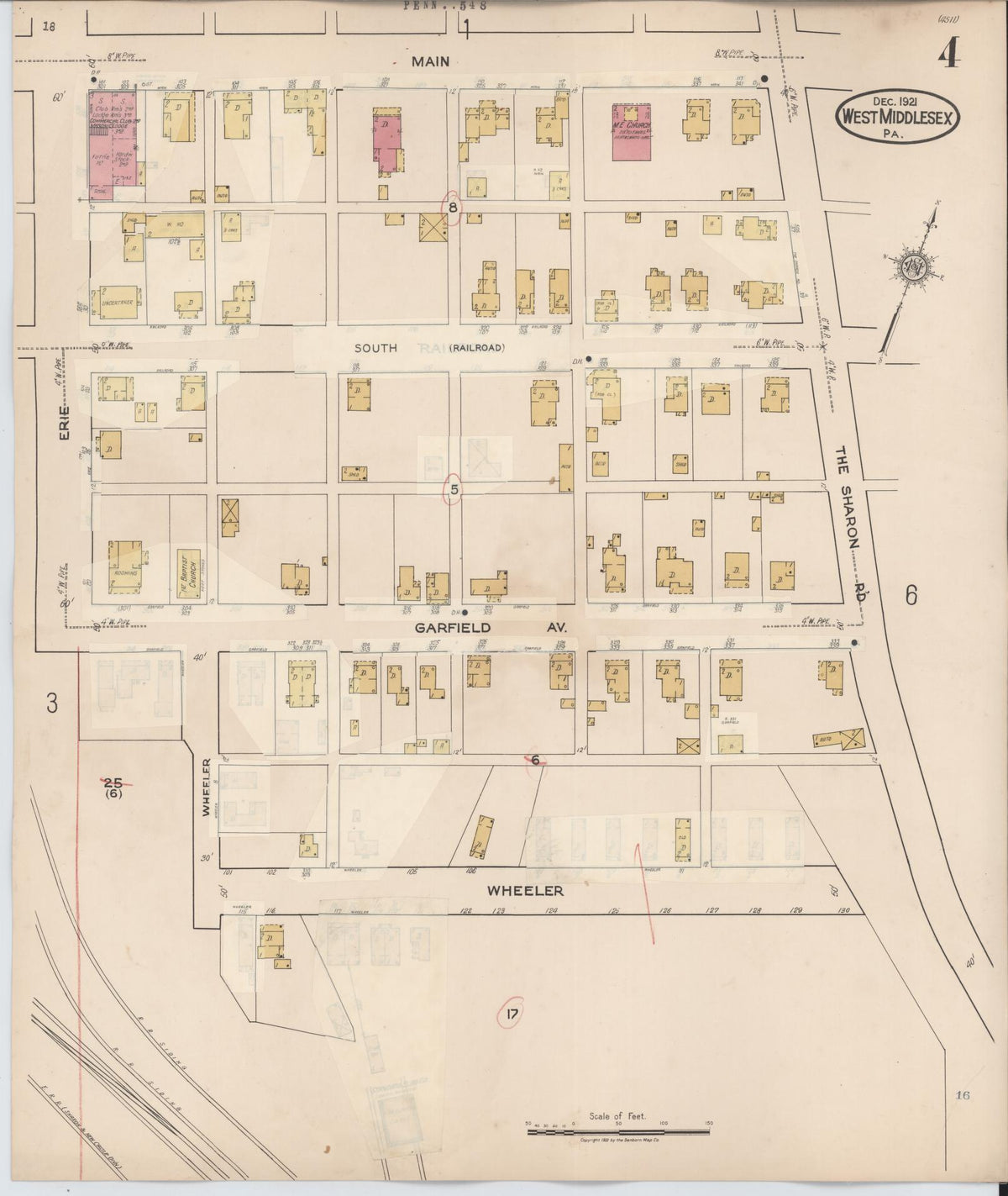 Sanborn Fire Insurance Map from West Middlesex, Mercer County, Pennsylvania (1937), Sheet #0004 - Historic Sanborn Fire Insurance Map Print, vintage old map wall art, antique decor, genealogy gift, Pennsylvania Pennsylvania map