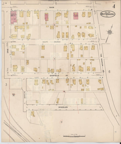 Sanborn Fire Insurance Map from West Middlesex, Mercer County, Pennsylvania (1937), Sheet #0004 - Historic Sanborn Fire Insurance Map Print, vintage old map wall art, antique decor, genealogy gift, Pennsylvania Pennsylvania map
